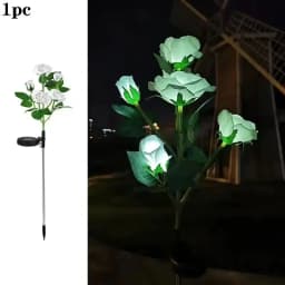 1PC Solar 5-Head Rose Flower LED Light,Outdoor Plug-in Decoration Lights,Landscape Lightting For Garden Lawn Yard Path Graveyard