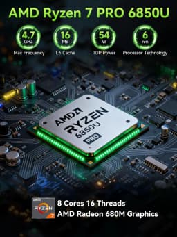 GMKtec M7 Ultra AMD Ryzen 7 PRO 6850U DDR5 4800MT/s PCIe4.0 x4 WiFi 6E BT5.2 Quad Display OCulink Dual 2.5G LAN 2*USB4 Computer