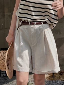 [LANMREM] Korean Version Linen Shorts For Women Solid High Waist Wide Leg Pants Loose Sun Protection Clothing 2025 Summer New