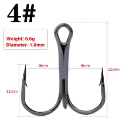20 Pcs/Lot Overturned Treble Hook High Carbon Steel Black Fishing Hook 2/4/6/8/10/12# for Lure Triple Hooks Pesca Fishing Tackle