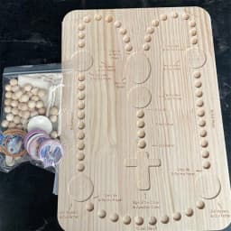 Prayer Bead Counting Board Set with Colorful Card Holder Convenient Wood Rosary Board Elegant Wood Beading Board DIY
