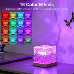RGB 16-Color Plug-In Water Ripple Ambient Light Rotating Table Lamp Night Light for Bedroom Living Room Lighting Decoration