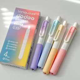 4 Retro Pocket Gel Pens 0.5mm Portable Quick-Dry Pens Stylish IG Style Office Signature Black Pens