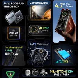 Cubot KingKong MINI 4 Rugged Smartphone Android 15 Up to 20GB RAM+256GB ROM 4.7 Inch Mini Phone 4700mAh 48MP Small Cellphone NFC
