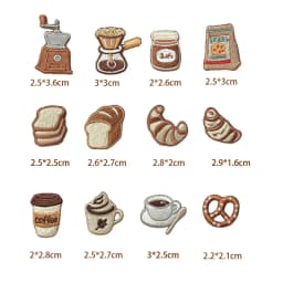 2-12pcs Coffee Bread Embroidery Patches Iron‑on Mini Food Applique for Clothing Backpack Notebook Jeans DIY Sewing Decor