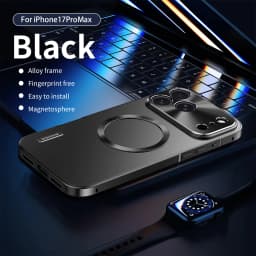 All Aluminum Frame Magnetic Suction PC Frosted Backplate Phone Case, For IPhone 18 17 Pro Max Shock-Absorbing Ultra-Thin Case
