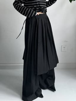 [EAM] High Elastic Waist Black Pleated Bandage Long Wide Leg Pants New Trousers Women Fashion Tide Spring Autumn 2026  1DJ3936
