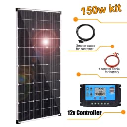 450W 300W 150W Rigid Solar Panel Kit 12v Solar Charging Panels Aluminum Frame Photovoltaic System, for Home Outdoor RV Roof