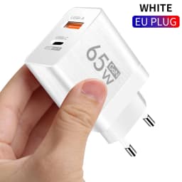 65W Type C USB GaN Charger US/EU Plug Quick Charge For iPhone Xiaomi Samsung Huawei Fast Charging 2 Ports Mobile Phone Adapter