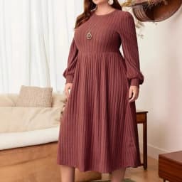 Plus Size Women's Autumn Winter Dresses Casual Solid Color O-Neck Long Sleeve Maxi Dress 5XL Big Sizes Women's Rib Knitted Dress