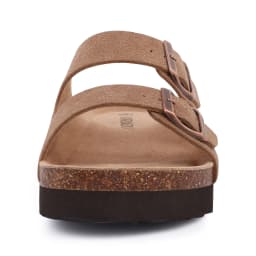 Kidmi New Men Sandals Men Double Buckle Sandals Cork Suede Men Slippers Outdoor Beach Slide Sandals Casual Soft Nonslip Sandals