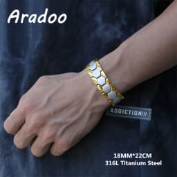 Titanium Steel Magnetic Therapy Bracelets Water Wave Stainless Steel Men's Link Bracelet