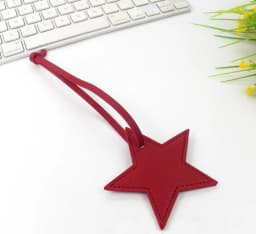 Free initials five pointed star leather luggage pendant star pu leather pendant bag pendant gift leather buckle keychain