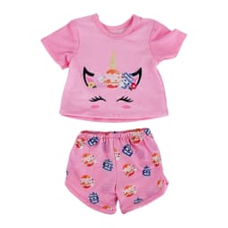Cute Doll Pattern Pajamas for18inch doll&43 cm Reborn doll Flannel Homewear Set with Cartoon Design, Cozy Sleepwear Loungewear