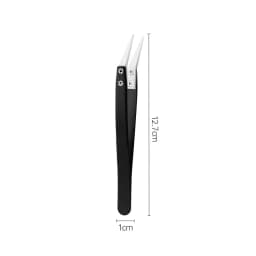 3PCS Anti-Static Ceramic Tweezers Stainless Steel Industrial Ceramic Tweezers Insulated Straight/Curved Tip Black-Whit Tweezers