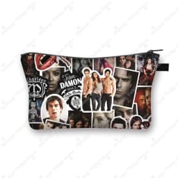 The Vampire Diaries Cosmetic Case DAMON Women Makeup Bag TVD Lipstick Storage Bags Harajuku Zipper Pouch Cute Toiletry Bags