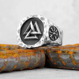 Viking Stainless Steel Ring Anchor Compass Tree of Life Nordic Viking Rune Wolf Men and Women Ring Jewelry for Boyfriend as Gift