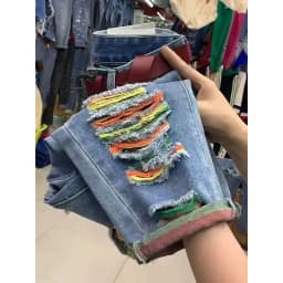 Women's Straight Cylinder Pants 2024 Spring Hole High Waisted Ladies Pants Versatile Fashion Loose Femme Denim Cropped Pants