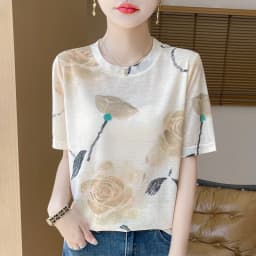 Summer Round Neck Acetic Acid Satin Short Sleeve T-shirt Women's Simple Half Sleeve White Blouse With Thin Inside