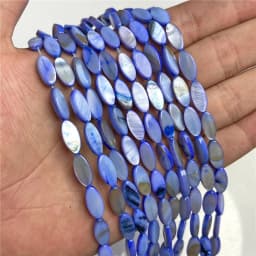 Oval Colorful Shell Beads Rice Shape Natural Mother of Pearl Shell Spacer Beads for Jewelry Making DIY Craft Accessories 15"