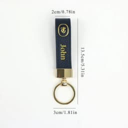 Customized Name PU Leather Car Keychain - Simple and Elegant Leather Metal Key String Pendant for Keychain