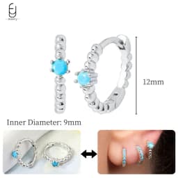 925 Sterling Silver Needle Exquisite Turquoise Silver Earrings for Women Blue Crystal Geometry Pendant Earrings Luxury Jewelry