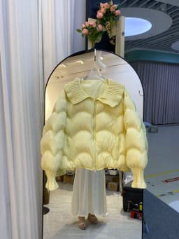 Winter Puff Knitted Splicing Down Jacket Women White Duck Down Big Lapel Outwears Female Fluffy Warm Thick Parker Bread Jacket