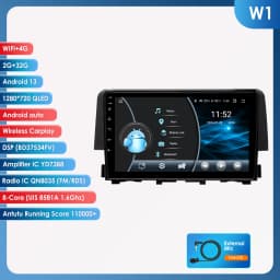 Hizpo Android 13 Stereo For Honda Civic 10th 2016 2017 2018 2019 2020 Car Radio Multimedia Video Player GPS Carplay Head Unit BT