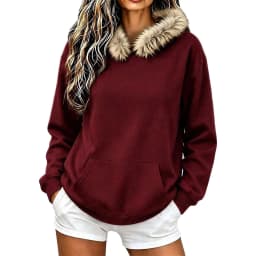 Women Fall And Winter Street Solid Color Hoodie With Pocket And Trimmed Hood Long Hoodie Tunic