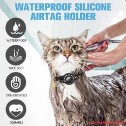 Cute Cat Collar with Airtag Holder for Apple Air Tag, Silicone GPS Tracker Holder, Glow Pet Collar with Bell & Pet QR Name Tag
