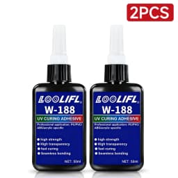 W-188 UV Glue Ultra Transparent Fast Curing UV Adhesive Low Odor Strong Bond for Acrylic Glass Phone Case Dried Flower Handmade Craft Jewelry Making
