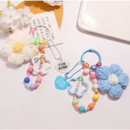Colorful Bag Pendant Keychain Handmade Knitted Five-petaled Flowers Handbag Charm Acrylic Purse Decoration Attractive Keyring