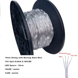 12V 4pin WS2815 Seed Pixel Light 4 Wires with Backup Data Wire Individually Addressable RGB Dreamcolor Christmas Fairy Lights