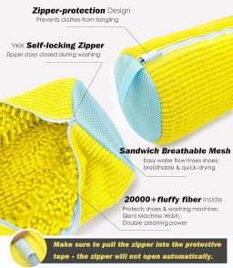 Shoes Washing Bag Laundry Bag Padded Shoe Protector Fluffy Fiber Polyester Wash Bag Machine Washable Drying Organizer