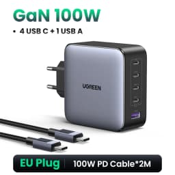 UGREEN 100W GaN Charger 5 Ports USB C Charger QC4.0 3.0 PPS For Macbook Air Laptop Tablet PDFast Charger For iPhone 18 17 16 Pro