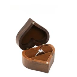 Classical Heart Shape Wedding Ceremony Ring Box Walnut Wood Jewelry Boxes Proposed Wedding Jewellery Storage Organizer Ring Box