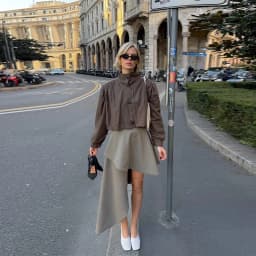 2026 New Women's Grey Asymmetric High-waisted Irregular Hem Midi Skirt Elegant Spring Summer Commuter Street Style Clothing