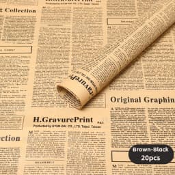 20 Sheets Vintage English Newspaper Thin Gift Wrap Paper - Floral Bouquet Wrapping Paper, Craft & Artwork Packaging Liner