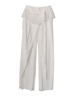 [EAM] High Elastic Waist Gray Ruffles Irregular Bandage Wide Leg Pants New Trousers Women Fashion Tide Spring Autumn 2026 1DJ281