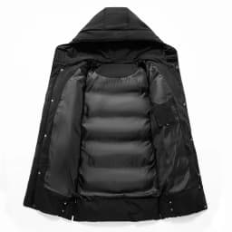 Men Mid Long Hooded Padded Cotton Jacket Plus Size Thick Warm Quilted Winter Coat Drawstring Hood Casual Cold Weather Outerwear