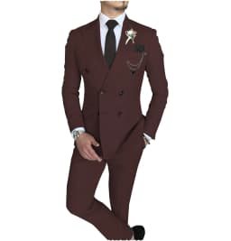 Men's Suit 2 Piece Double Breasted Peak Lapel Jacket Business Casual Slim Fit Wedding Suit For Men ( Blazer+Pants)