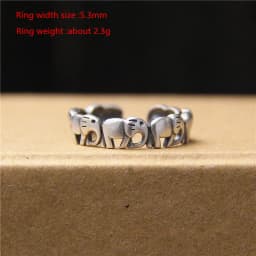 Buyee 925 Sterling Silver Female Ring Elegant Elephant Open Ring for Women Fashion Ethnic Small Fine Jewelry Circle Gift