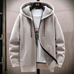 Legible Autumn Winter Casual Sweaters Men Solid Color Hooded Sweatercoats Male Loose Zip-up Knitted Cardigan Man
