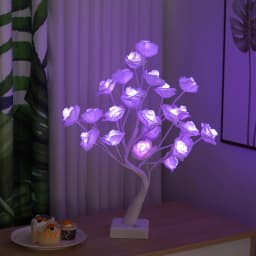 18 Colors Rose Flower Tree Lamp Remote LED Night Light USB/Battery Powered Table Desk Decor Wedding Christmas Gift for Women Mom