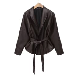 ETJ Women's PU Leather Vintage Wrap Jacket Belted High Neck Short Coat 2026 Spring Minimalist Retro Urban Fashion Outerwear