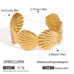 Uworld Unique Stainless Steel Metal Wide Cuff Open Bracelet Bangle 18K Gold PVD Plated Waterproof Fashion Essential Jewelr