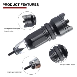 Labor-Saving Electric Rivet Nut Tool Plug-in Nut Quick Riveting Compatible with Cordless Drill for DIY Household with 6 Mandrels