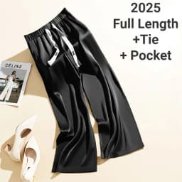 High Waist Silk Drape Straight Leg Pants Women's Casual Trousers Elegant Draped Straight Pants High Waist Silk Pants