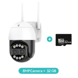 8MP PTZ WIFI Camera Dual-Lens 8XDigital Zoom Waterproof Outdoor Two-Way Audio Surveillance Wireless IP Camera ICSEE ONVIF