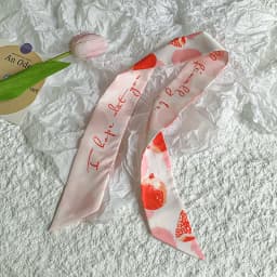 New Luxury Fruit Design Women Long Scarf Chiffon Silk Scarves Rubber Red Tie Black Bag Ribbon Headbands Bag Scarves Neckerchief